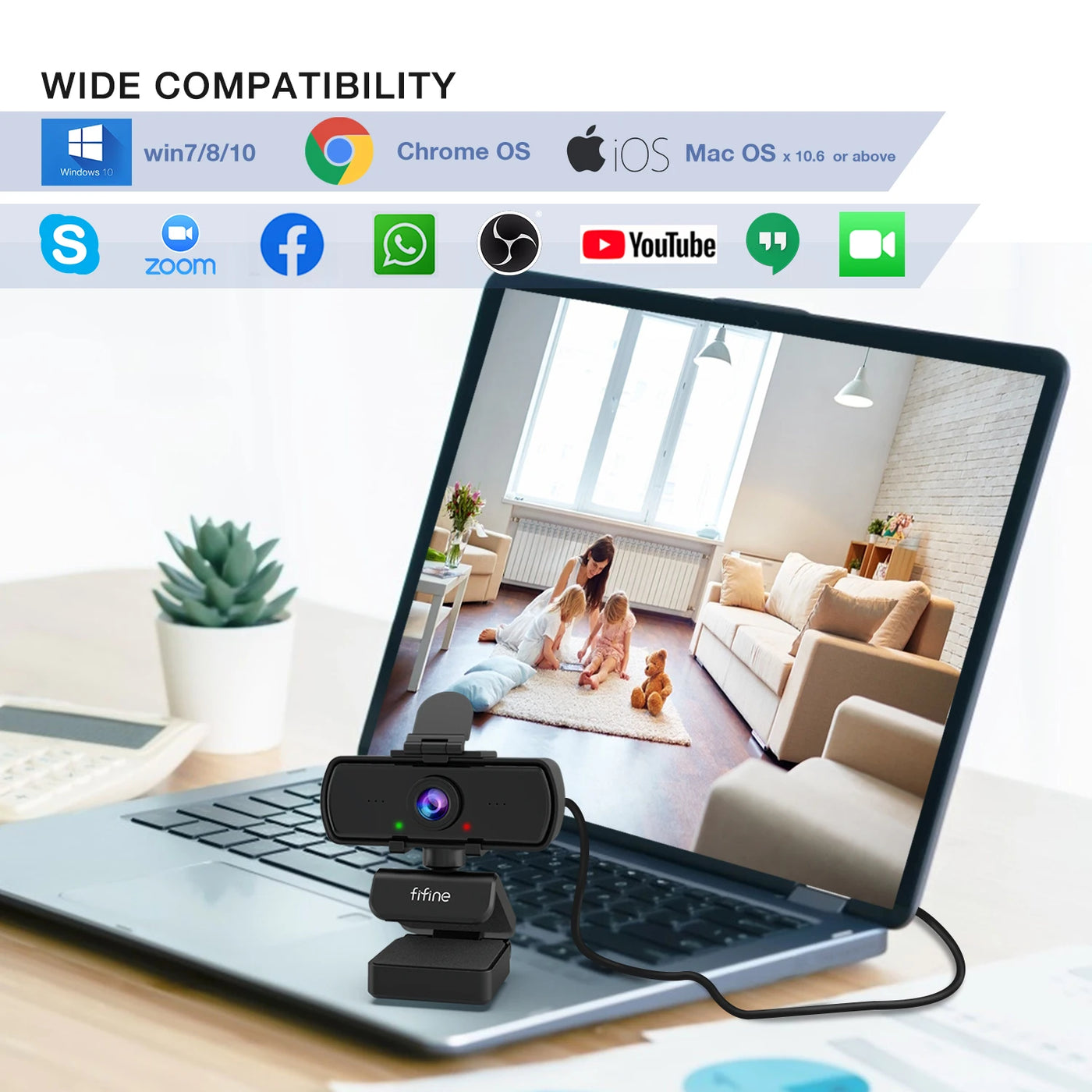FIFINE 1440p Webcam with Microphone